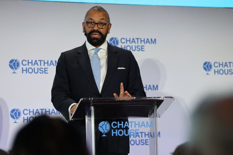 Britain's Foreign Secretary James Cleverly speaks at Chatham House. Photo: Chatham House