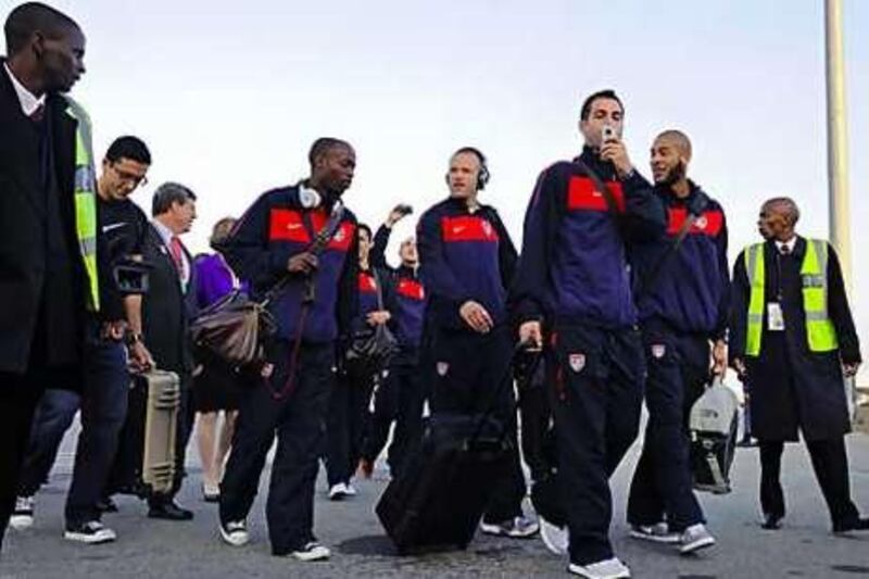 The USA team arrive at OR Tambo International Airport on May 31 with the usual security detail that accompanies them on their travels.