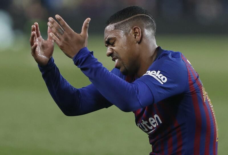 Barcelona's Malcom reacts after being fouled. EPA