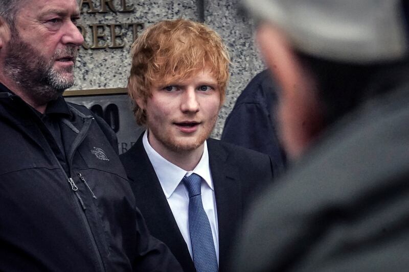 Ed Sheeran leaves federal court in New York. AP
