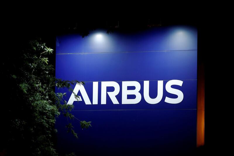 FILE PHOTO: A logo of Airbus is seen at the entrance of its factory in Blagnac near Toulouse, France, July 2, 2020. REUTERS/Benoit Tessier/File Photo