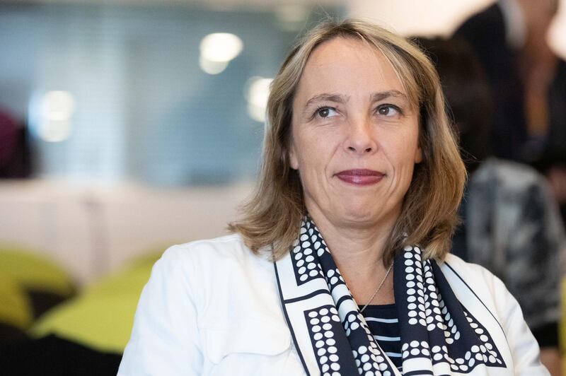 Clotilde Delbos, interim chief executive officer of Renault SA, pauses ahead of a news conference at the automaker's headquarters in the Boulogne Billancourt district of Paris, France, on Friday, Oct. 11, 2019. Renault ousted Chief Executive Officer Thierry Bollore just days after partner Nissan Motor Co. chose a new CEO, a sign the carmakers are seeking to move past the Carlos Ghosn era and repair their troubled alliance. Photographer: Christophe Morin/Bloomberg