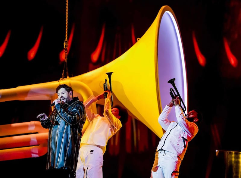 The UK's James Newman performs the song 'Embers' during the final of the 65th Eurovision Song Contest. EPA