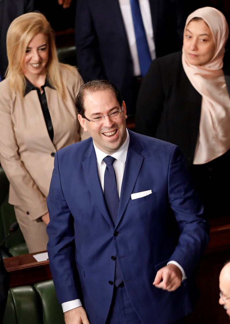 Tunisia's Prime Minister Youssef Chahed attends a session at the Assembly of People's Representatives in Tunis. Reuters