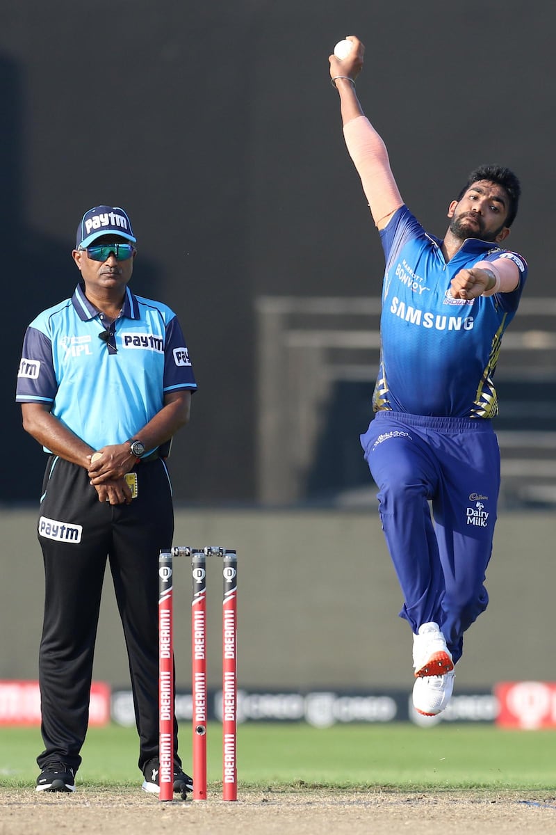 Jasprit Bumrah of Mumbai Indians bowls during match 17 of season 13 of the Dream 11 Indian Premier League (IPL) between the Mumbai Indians and the Sunrisers Hyderabad held at the Sharjah Cricket Stadium, Sharjah in the United Arab Emirates on the 4th October 2020.
Photo by: Deepak Malik  / Sportzpics for BCCI