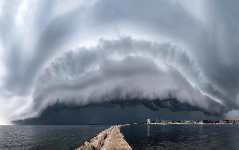 'Monster', Maja Kraljik: 'This monster shelf cloud was perhaps the most beautiful structure and size over my area. I was waiting for two hours for the cloud to arrive and then it made a real mess.'