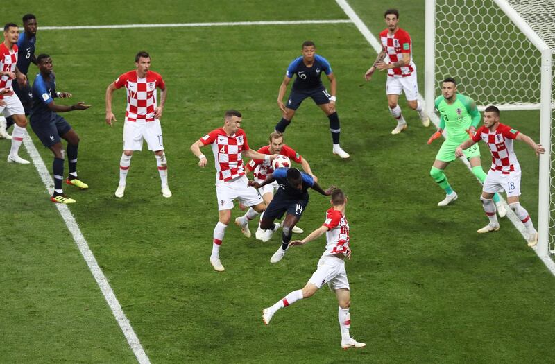 MOSCOW, RUSSIA - JULY 15:  Ivan Perisic of Croatia handles the ball inside the penalty area, leading to a VAR review, and then a France penalty being awarded during the 2018 FIFA World Cup Final between France and Croatia at Luzhniki Stadium on July 15, 2018 in Moscow, Russia.  (Photo by Kevin C. Cox/Getty Images)