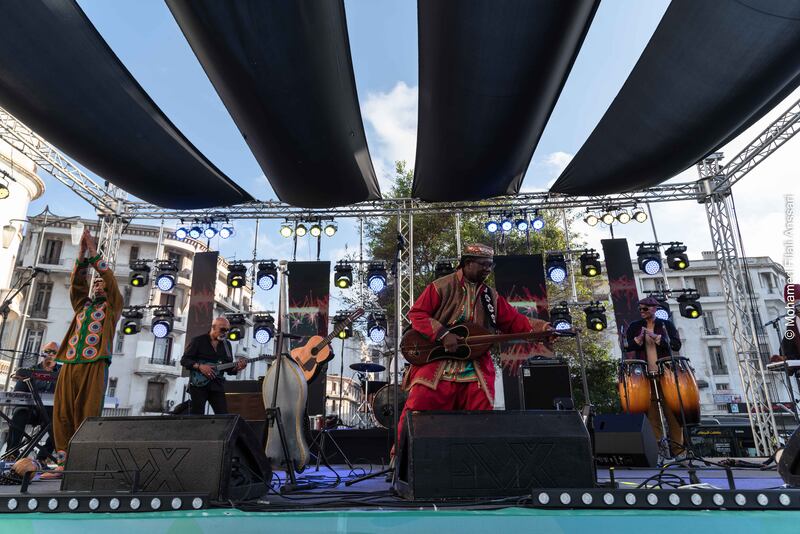 Moktar Gania and Gnawa Soul performing at Jazzablanca Festival. Photo: Mohamed Filali Anssari