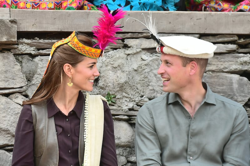 Prince William and Catherine visit a settlement of the Kalash people, to learn more about their culture and unique heritage, during a visit to Pakistan in October 2019