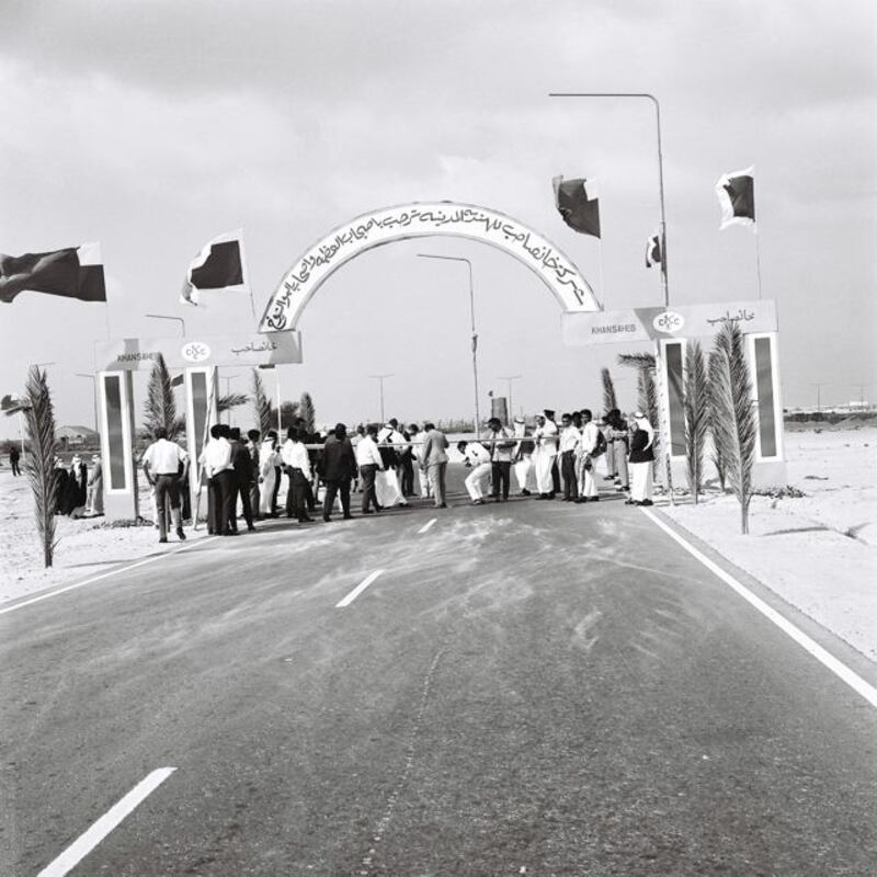 A section of the E11, built by Khansaheb, is opened in Ras Al Khaimah in the late 1970s to early 1980s. Photo: Alittihad
