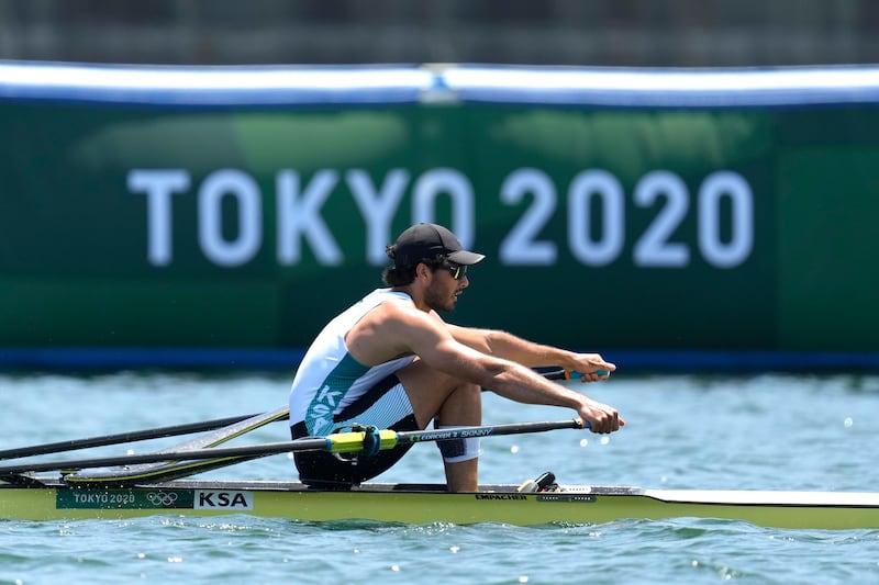 Husein Alireza of Saudi Arabia competes in the men's rowing single sculls final on Friday.