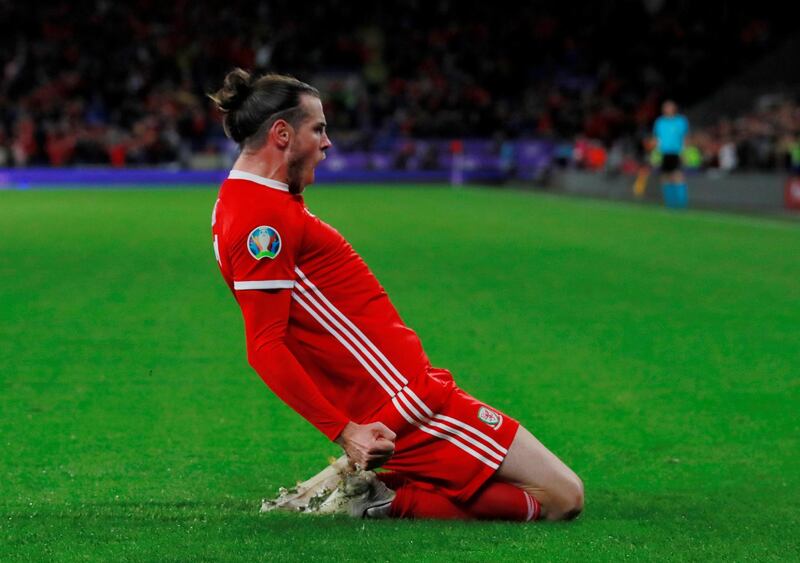Gareth Bale celebrates scoring Wales' equaliser against Croatia at the Cardiff City Stadium. Reuters