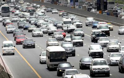 DUBAI .April 24th. Traffic jam on the Sheikh Zayed road in Dubai, thursday 24th April. Stephen Lock  /  The National. *** Local Caption *** SL-traffic-002.jpg