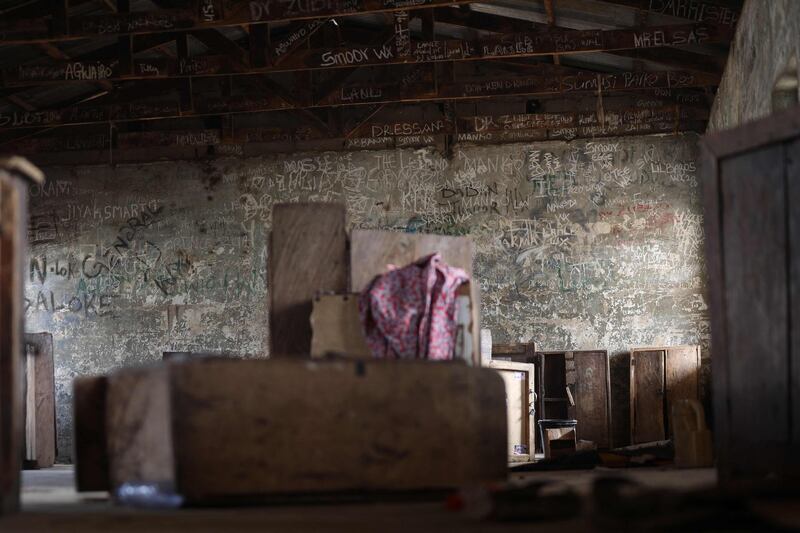 Graffiti inside a dormitory at the Government Science College, in Kagara, where gunmen kidnapped 42 people. Many pupils  managed to escape in the confusion when the kidnappers arrived. AFP