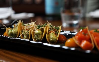 Avocado dry miso tacos and vegetable hot miso tacos are on the Nobu menu for Formula One weekend. Ruel Pableo for The National