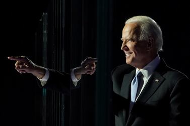 President-elect Joe Biden at election rally in Wilmington, Delaware, U.S., November 7, 2020. REUTERS