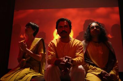 Kalki Koechlin, Nawazuddin Siddiqui and Pankaj Tripathi in season 2 of Sacred Games. Zishaan A. Latif/Netflix