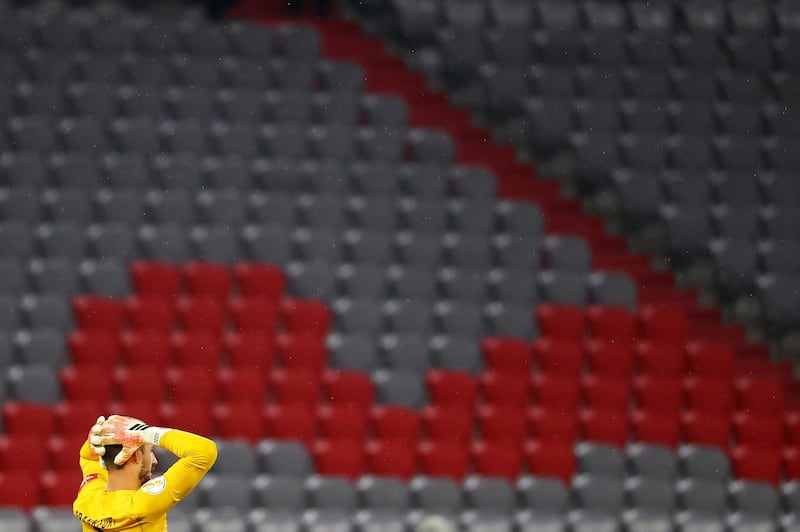 Eintracht Frankfurt's goalkeeper Kevin Trapp in front of empty stands. EPA