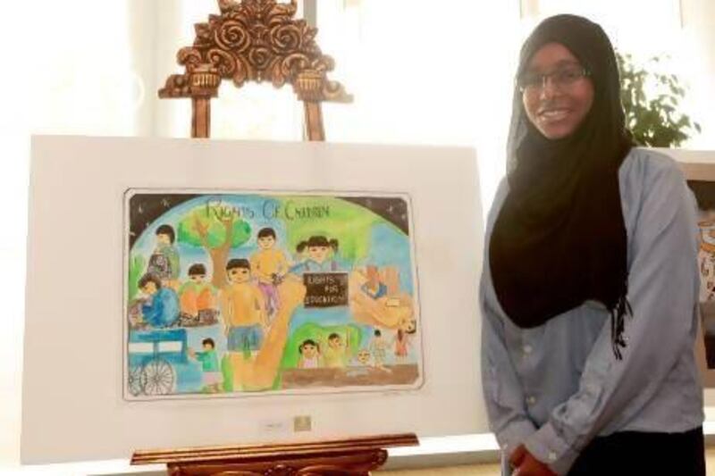 Ishrat Razia of Pristine Private School won third place in her age category at the Human Rights Student Contest Jeffrey E Biteng / The National