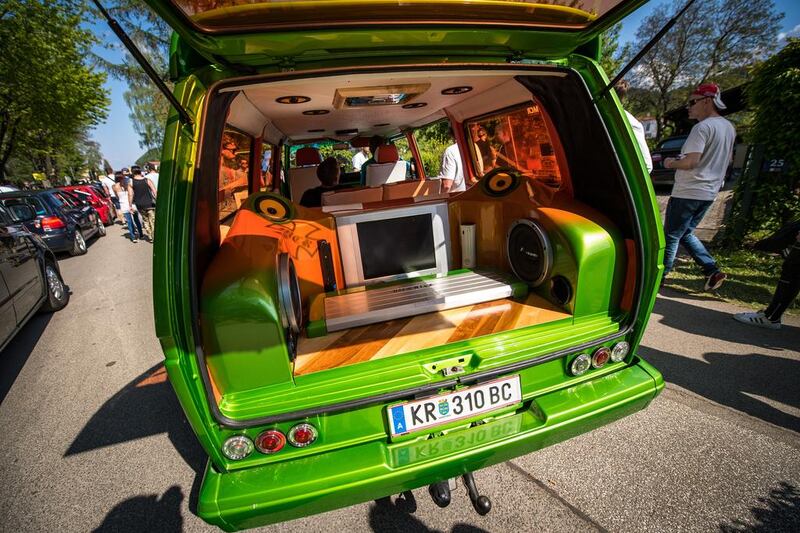 A much newer ‘bus’ that resembles the ultimate ‘man cave’ shows what can be done with a bit of space, some imagination and plenty of cash at the Volkswagen festival in Wörthersee, Austria. Courtesy Volkswagen