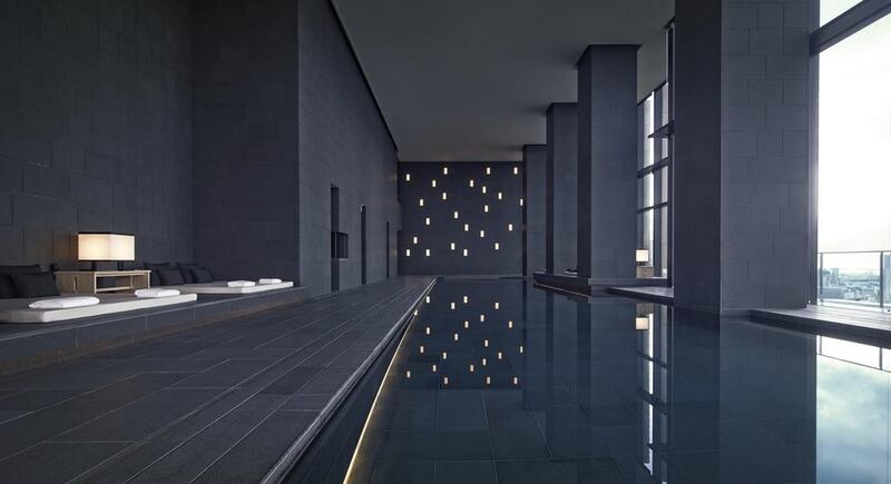 Swimming Pool at Aman Tokyo hotel. Courtesy Amanresorts