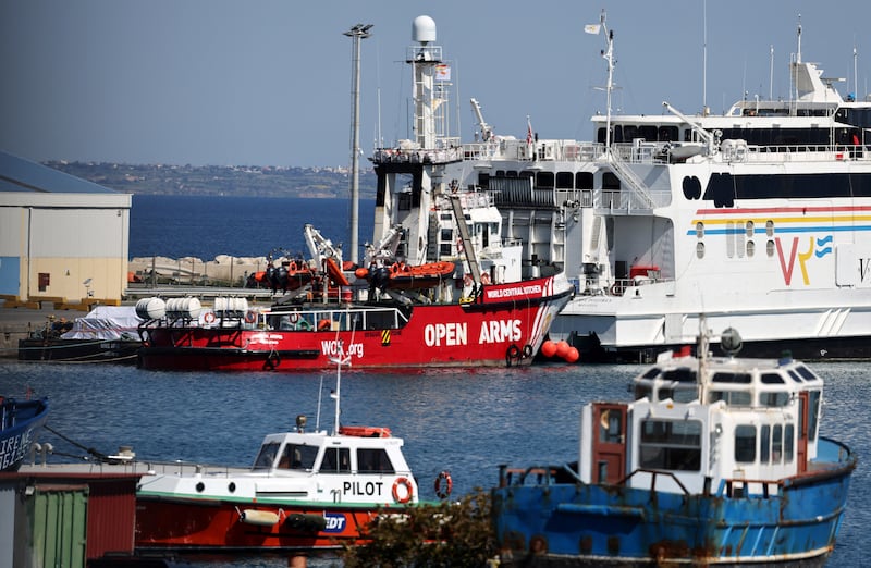 The rescue vessel Open Arms is docked in Cyprus carrying food aid meant for Gaza. Reuters
