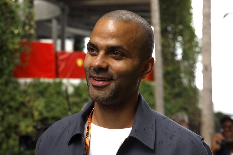 Former basketball player Tony Parker looks on in the paddock before the F1 Grand Prix of Miami. Getty

