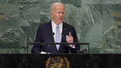 US President Joe Biden addresses the 77th session of the UN General Assembly on September 21, 2022. AP
