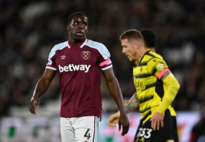 Kurt Zouma playing for West Ham against Watford in the Premier League days after footage emerged of him in February kicking and slapping his pet cat. Reuters