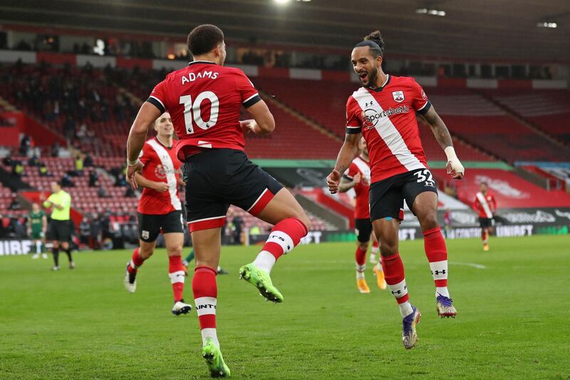 Theo Walcott - 7: A superb surging attack down the right from the on-loan attacker in the first half was was ended by a crude foul. A lovely run, exchange of passes with Walker-Peters and then fine cross from the right on the hour. Clearly remains a huge fans’ favourite and is enjoying himself back at St Mary’s. AFP