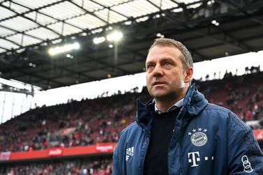 COLOGNE, GERMANY - FEBRUARY 16: Hans-Dieter Flick, Manager of FC Bayern Muenchen during the Bundesliga match between 1. FC Koeln and FC Bayern Muenchen at RheinEnergieStadion on February 16, 2020 in Cologne, Germany. (Photo by Jörg Schüler/Bongarts/Getty Images)