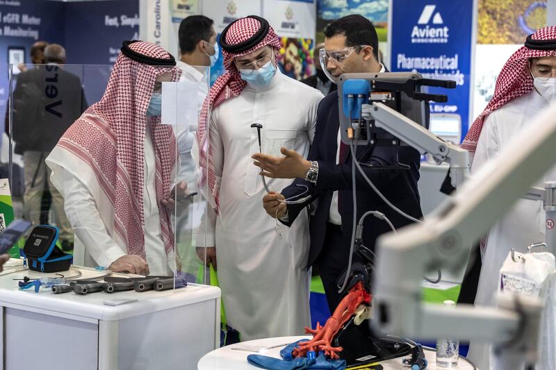 The opening day of Arab Health 2021 at the Dubai World Trade Center on June 21st, 2021. 
Antonie Robertson / The National.
Reporter: Nic Webster for National