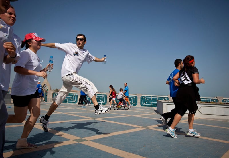 People of all walks of life converge at the Corniche Beach on Friday, Feb. 18, 2011, to take their place in the 16th Annual Terry Fox Run in Abu Dhabi. The popular charity event, under the patronage of HH Sheikh ... attracted over thousand of people and raised money for cancer research. 
(Silvia Rázgová / The National)