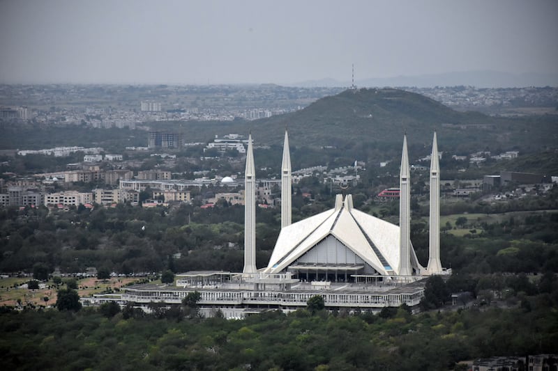 A view of a mosque is seen at Margalla Hills National Park at Daman-e Koh hill station in Islamabad, Pakistan. Getty Images
