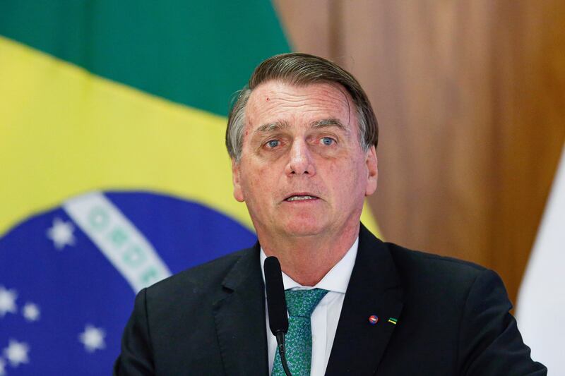 President Bolsonaro was taken to a Sao Paulo hospital early on Monday. AP