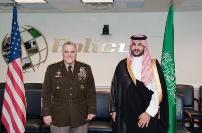 Saudi deputy defence minister, Khaled bin Salman meets with US officials during his visit to the United States.