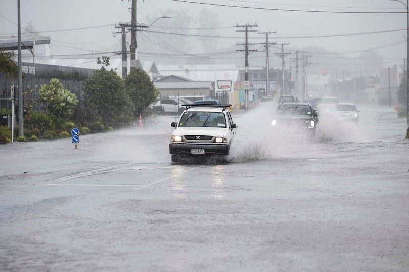 Flooded roads in the northern New Zealand city of Whangarei.  AP