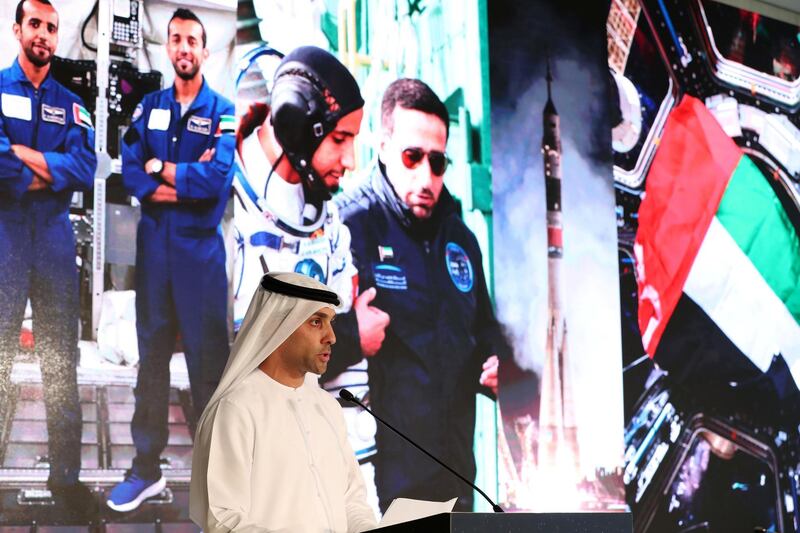 Dubai, United Arab Emirates - Reporter: Sarwat Nasir: Salem Humaid Al Marri, assistant DG, Science and technology sector, Head of the UAE astronaut program. Press conference by MBRSC to announce details of search for next UAE astronaut. Tuesday, 3rd of March, 2020. Downtown, Dubai. Chris Whiteoak / The National
