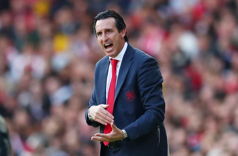 Soccer Football - Premier League - Arsenal v AFC Bournemouth - Emirates Stadium, London, Britain - October 6, 2019  Arsenal manager Unai Emery reacts        REUTERS/Eddie Keogh  EDITORIAL USE ONLY. No use with unauthorized audio, video, data, fixture lists, club/league logos or "live" services. Online in-match use limited to 75 images, no video emulation. No use in betting, games or single club/league/player publications.  Please contact your account representative for further details.