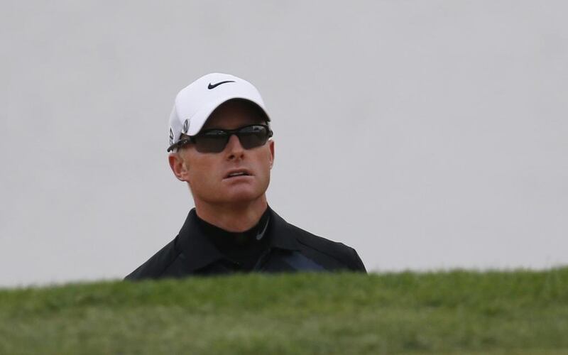 There was no place for Simon Dyson to hide after a television viewer called in a violation of the rules book when Dyson tamped down a spike mark in his  putting line during play in the BMW Masters at Shanghai.  Eugene Hoshiko / AP Photo