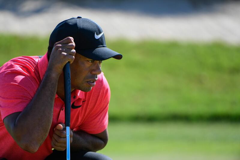 NASSAU, BAHAMAS - DECEMBER 03: Tiger Woods lines up a putt on the second green during the final round of the Hero World Challenge at Albany course on December 3, 2017 in Nassau, Bahamas. (Photo by Ryan Young/PGA TOUR/Getty Images)