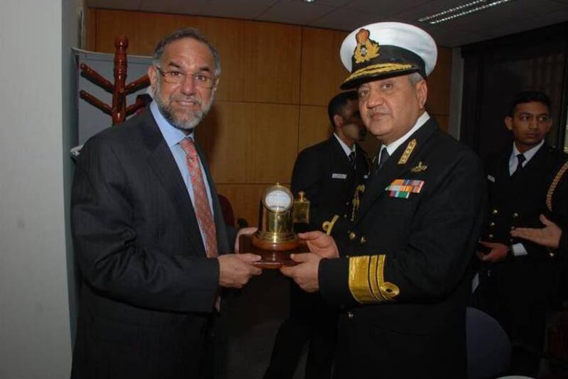 Navdeep Suri with retired Vice Admiral Satish Soni. Courtesy The Indian navy
