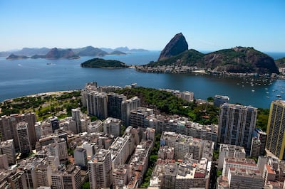 Aerial view of touristic point from the Rio de Janeiro city in a day light