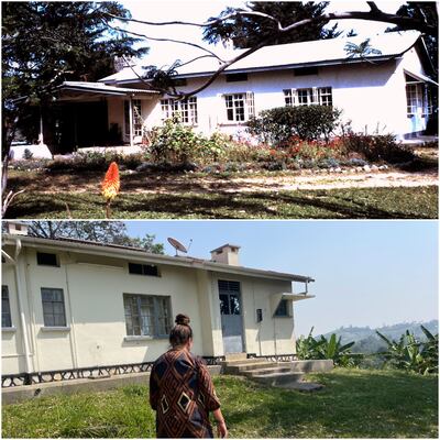 Alice Morrison's home in Uganda in the 1960s and today. Morrison recently revisited her former family home. Photo: Alice Morrison