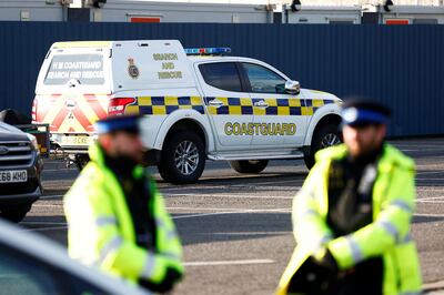 Police and members of HM Coastguard gathered at the Port of Dover during the rescue operation. Reuters 