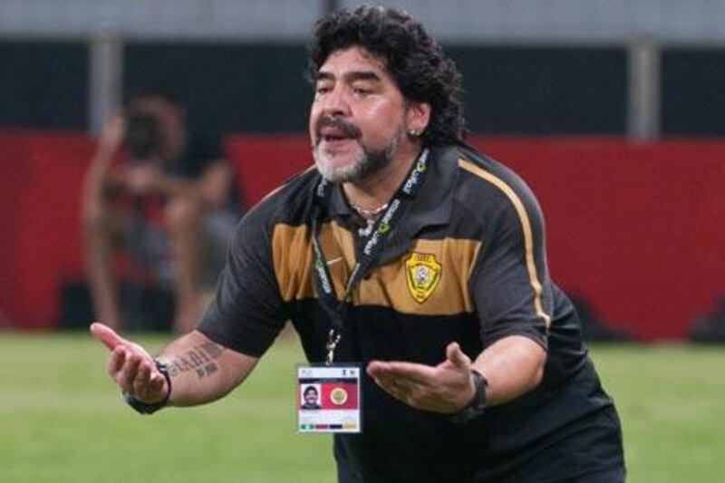 Maradona was more subdued than normal against Al Wahda last night.