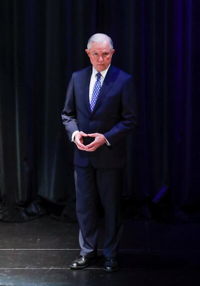 United States Attorney General Jeff Sessions waits on stage before speaking at Valor Survive and Thrive Conference in Waukegan, Illinois, U.S., September 19, 2018. REUTERS/Kamil Krzaczynski      TPX IMAGES OF THE DAY