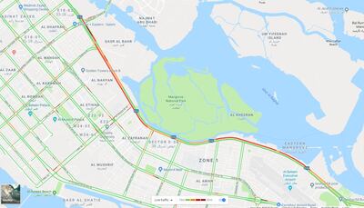 The E10 was heavily congested in both directions on Monday, October 1, 2018. Google