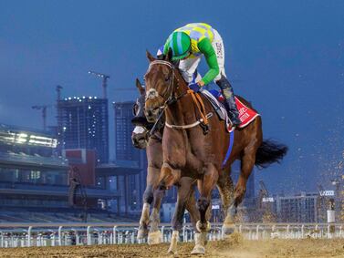 Oscar Chavez and Military Law clinch the Maktoum Classic at Meydan on Super Saturday. Photo: Dubai Racing Club