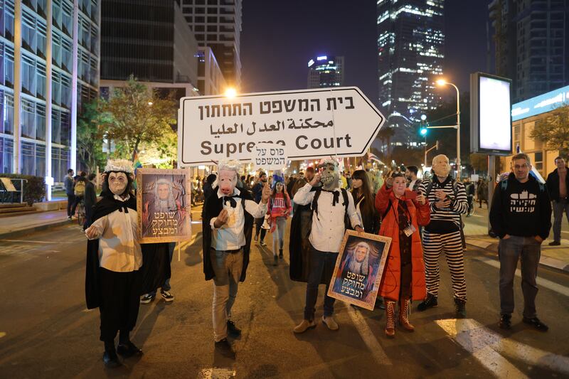 A protest against the new government in Tel Aviv, Israel on January 21. EPA